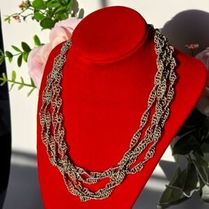 Vintage Byzantine Low Sterling Silver Chain Necklace (37 inch)